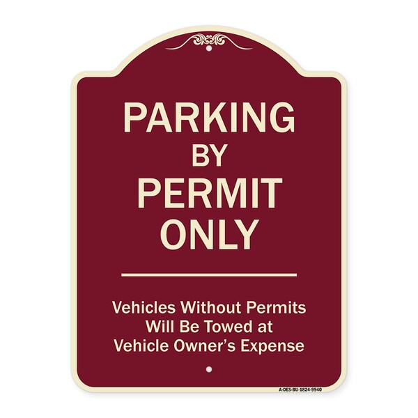 Designer Series-Parking By Permit Vehicles Without Permits Will Be Towed, 24" x 18", BU-1824-9940